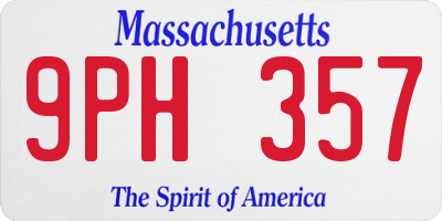 MA license plate 9PH357