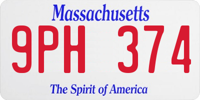 MA license plate 9PH374