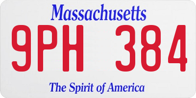 MA license plate 9PH384
