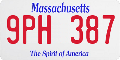 MA license plate 9PH387