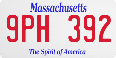 MA license plate 9PH392