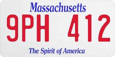 MA license plate 9PH412