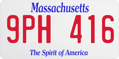 MA license plate 9PH416