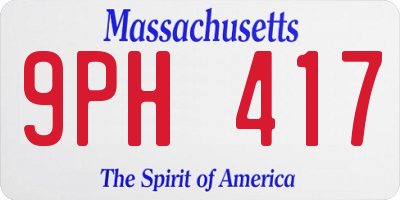MA license plate 9PH417