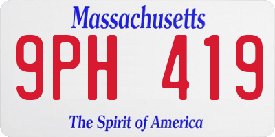 MA license plate 9PH419
