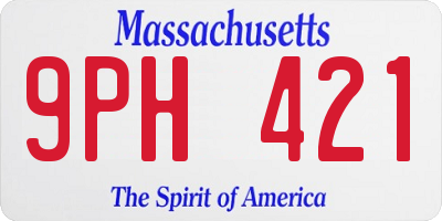 MA license plate 9PH421