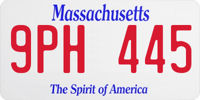 MA license plate 9PH445