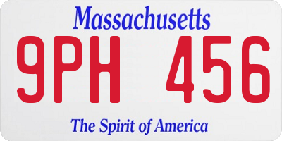 MA license plate 9PH456