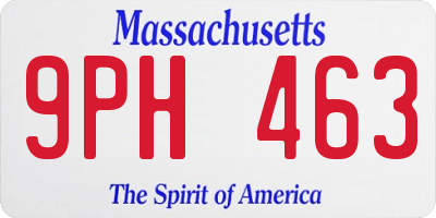 MA license plate 9PH463