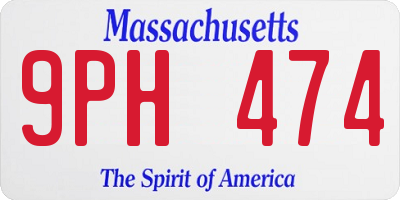 MA license plate 9PH474
