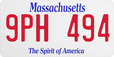 MA license plate 9PH494