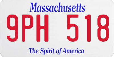 MA license plate 9PH518