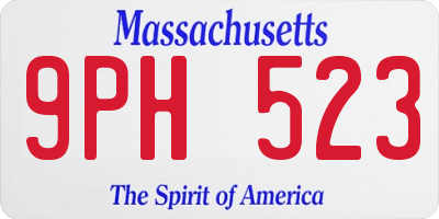 MA license plate 9PH523