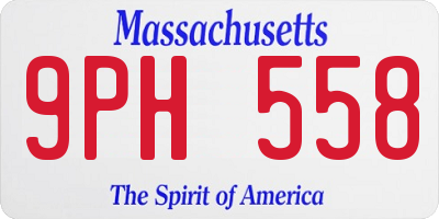 MA license plate 9PH558