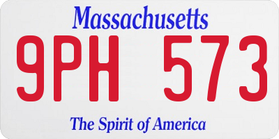 MA license plate 9PH573