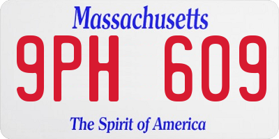 MA license plate 9PH609