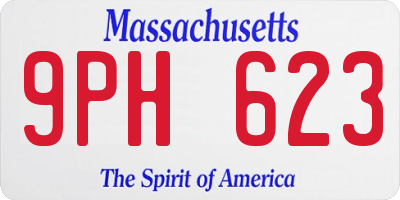 MA license plate 9PH623