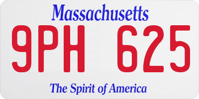 MA license plate 9PH625