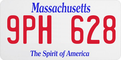 MA license plate 9PH628