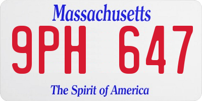 MA license plate 9PH647
