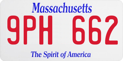 MA license plate 9PH662