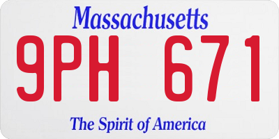 MA license plate 9PH671