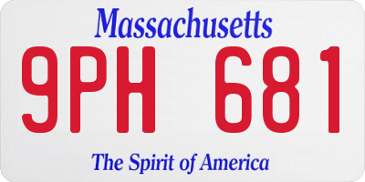 MA license plate 9PH681
