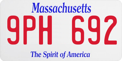 MA license plate 9PH692