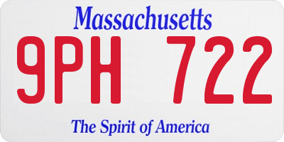 MA license plate 9PH722