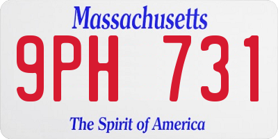 MA license plate 9PH731