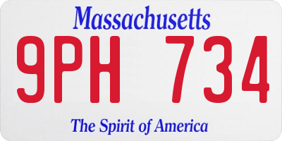 MA license plate 9PH734