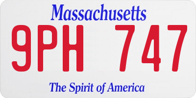 MA license plate 9PH747