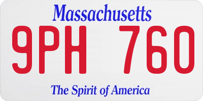 MA license plate 9PH760