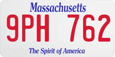 MA license plate 9PH762