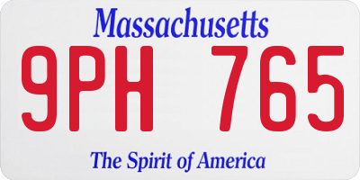 MA license plate 9PH765