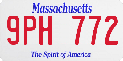 MA license plate 9PH772