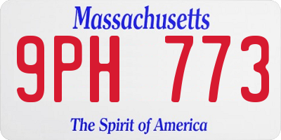 MA license plate 9PH773