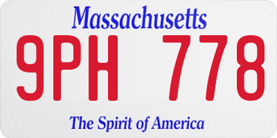 MA license plate 9PH778