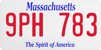 MA license plate 9PH783