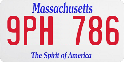 MA license plate 9PH786