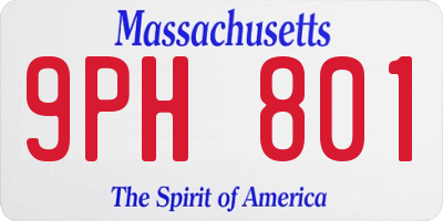 MA license plate 9PH801