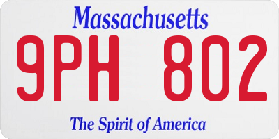 MA license plate 9PH802