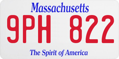 MA license plate 9PH822