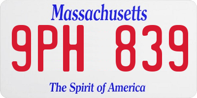 MA license plate 9PH839
