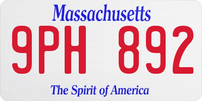 MA license plate 9PH892