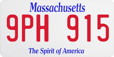 MA license plate 9PH915