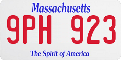 MA license plate 9PH923