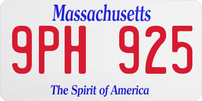 MA license plate 9PH925