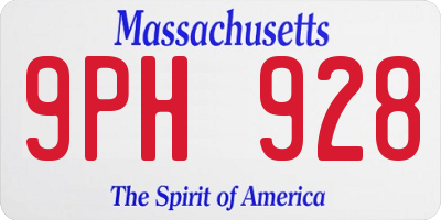 MA license plate 9PH928
