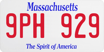 MA license plate 9PH929